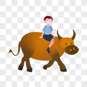 骑着牛的男孩图片