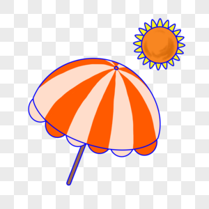 卡通简约夏季烈日太阳伞元素图片