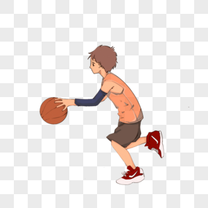 卡通简约人物运动篮球元素图片