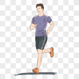 卡通简约人物运动跑步元素图片