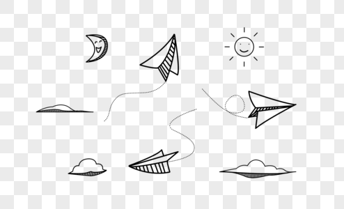 创意线条式纸飞机元素设计图片