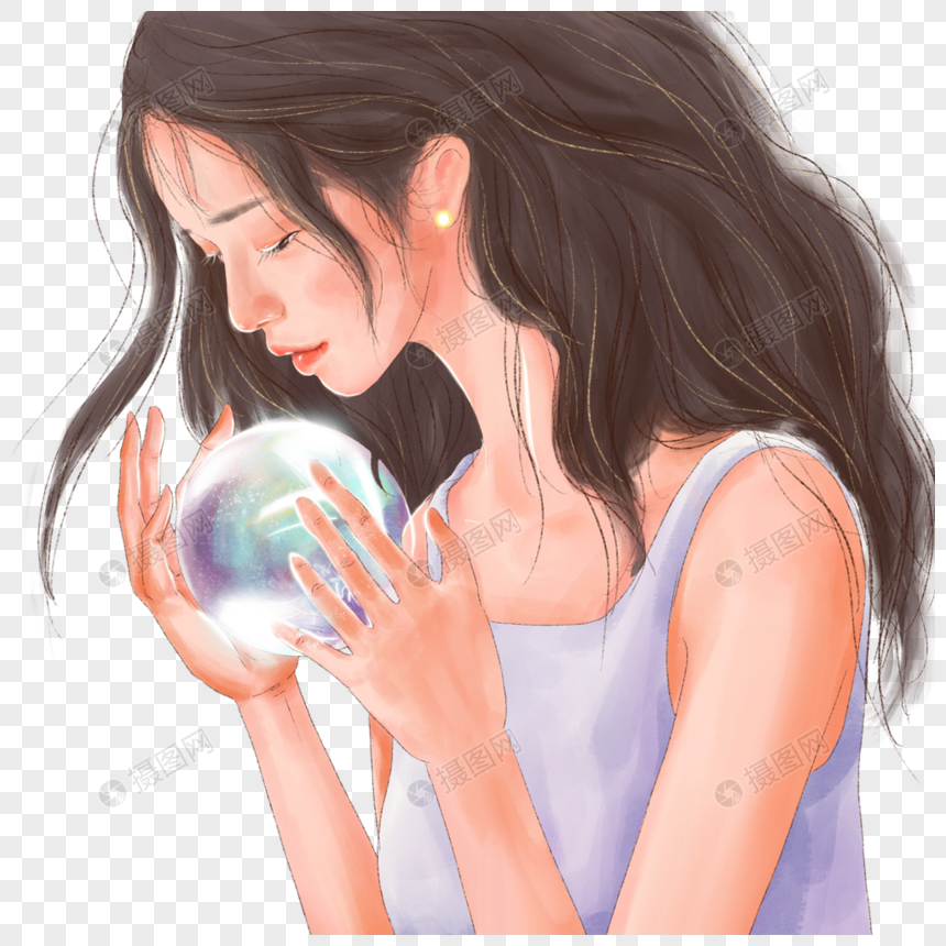 拿着水晶球的女孩