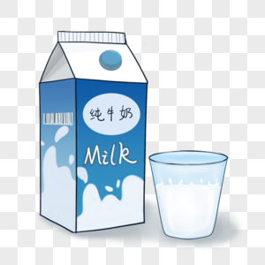 手绘盒装牛奶高清图片