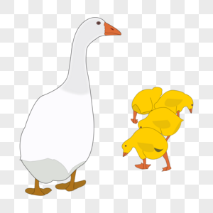 卡通手绘动物鸭子妈妈与小鸭子图片