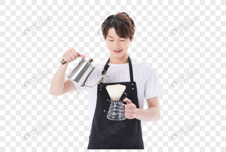 男性咖啡师制作手冲咖啡元素素材下载-正版素材401408069-摄图网