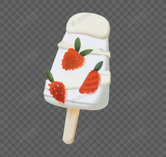 草莓奶油冰棍图片