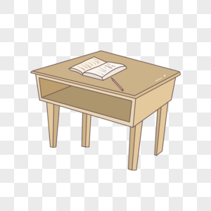 摆着书的的课桌卡通手绘图案图片素材