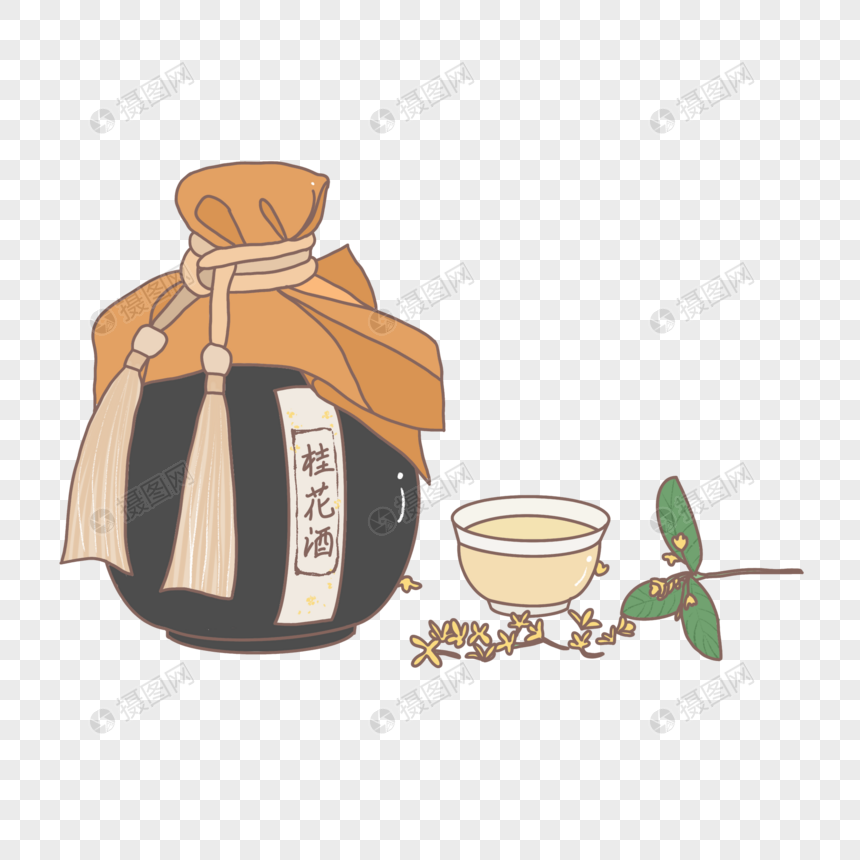 中秋节桂花酒古风卡通手绘图片
