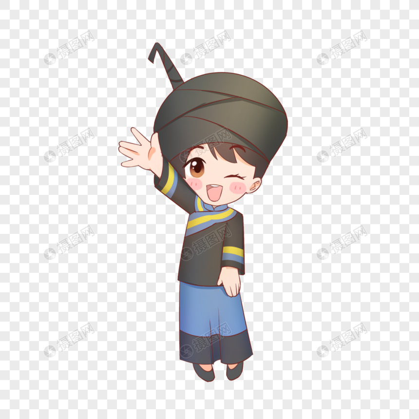 q版卡通可爱彝族少年