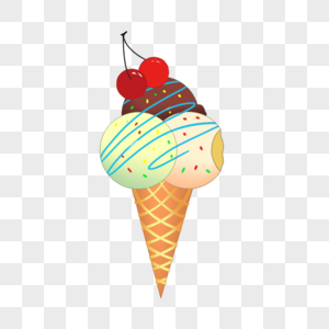 樱桃三色冰淇淋球元素图片