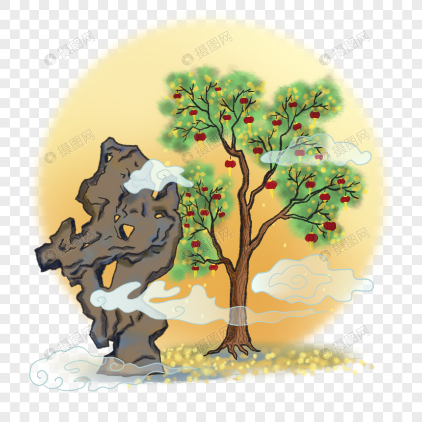 中秋月亮上桂花树元素素材下载 正版素材 摄图网 中秋月亮上桂花树元素素材下载 正版素材 摄图网