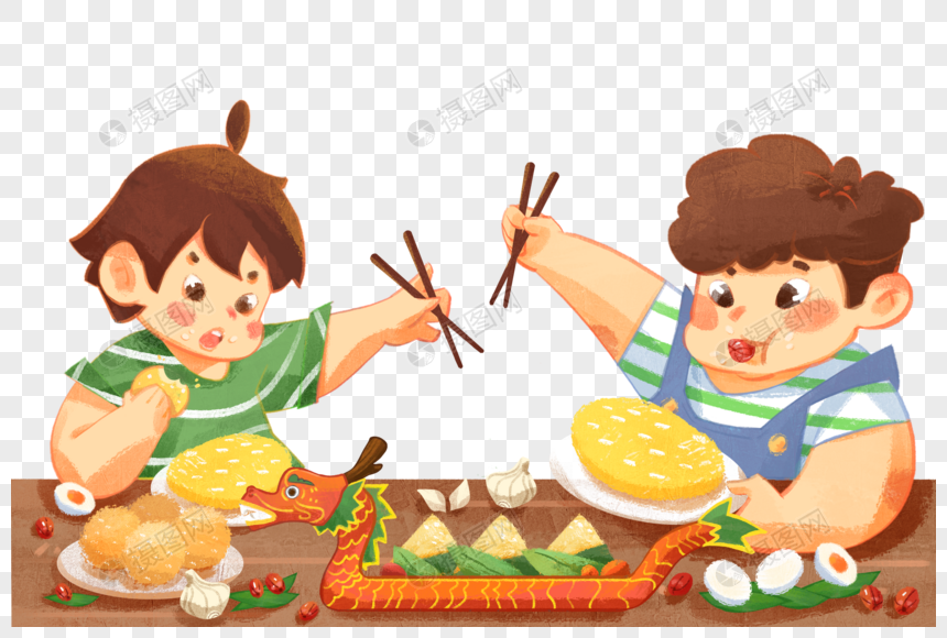 端午吃粽子的孩子图片