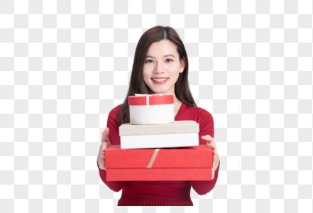 女性手持礼物盒图片