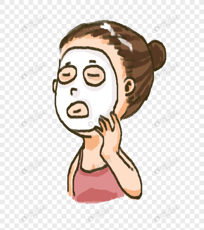 敷面膜的女孩