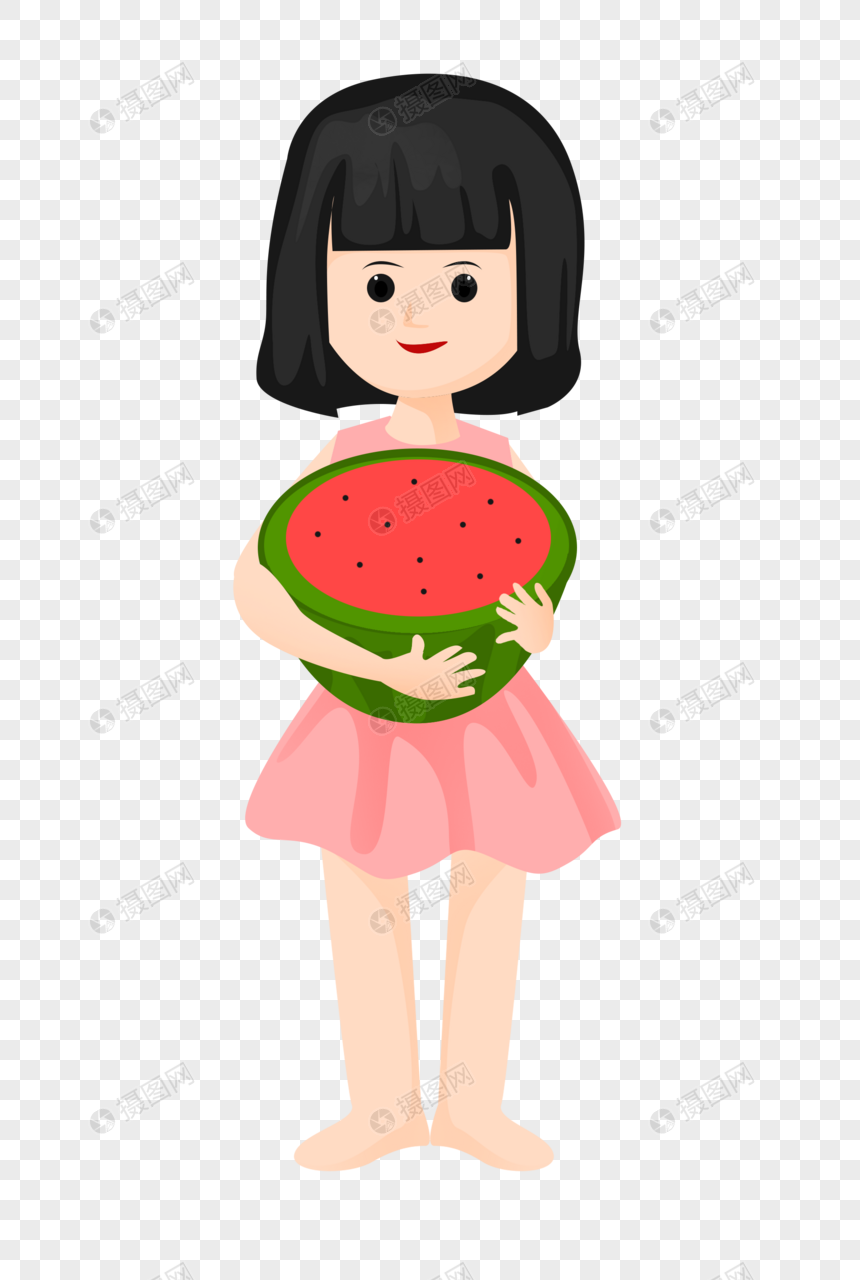 抱着半个西瓜