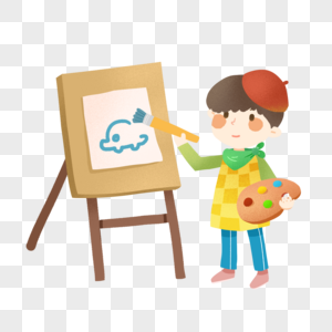 暑期美术儿童画培训班招生画画的小男孩高清图片