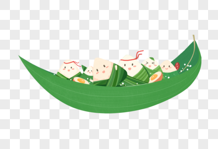 划船的粽子粽叶小船高清图片