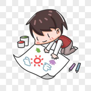 才艺赛学画画的孩子素材