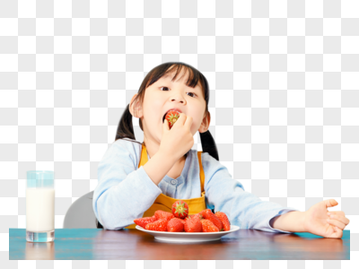 小女孩吃草莓图片