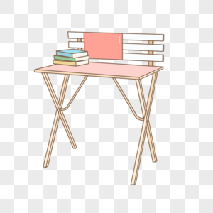 开学季粉色木质可爱课桌卡通手绘图片