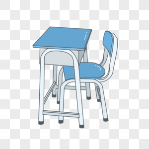 开学季蓝色桌椅套装卡通手绘图片