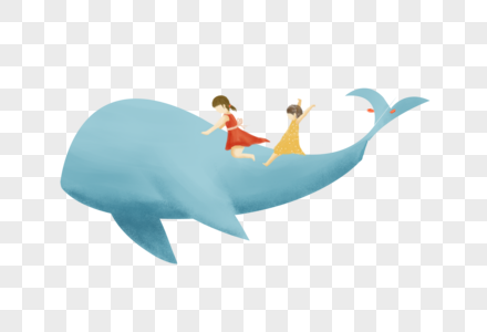 坐在鲸鱼背上的孩子图片