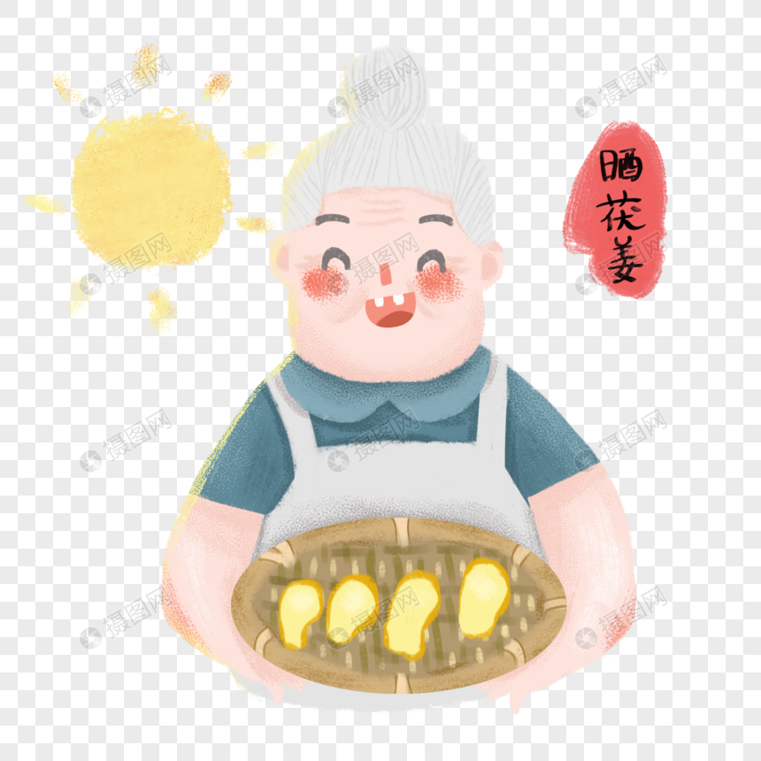大暑传统习俗古典人物晒伏姜