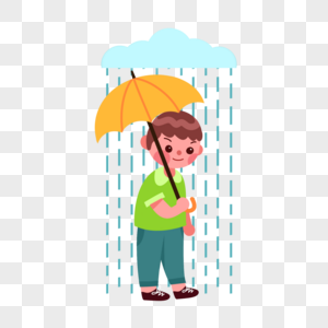 雨伞男孩天气配图高清图片
