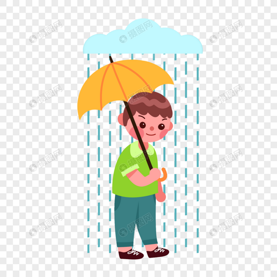 雨伞男孩图片