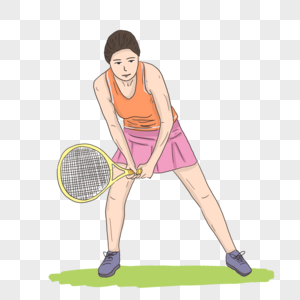 卡通简约人物运动羽毛球元素图片