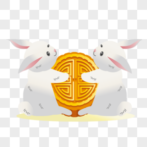 扁平化中秋节月兔抱月饼图片