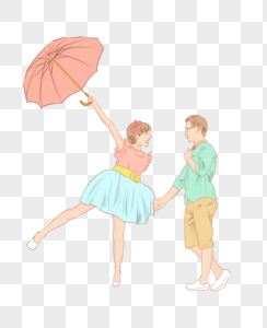 举着伞的情侣图片