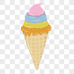 手绘彩色冰淇淋甜筒图片