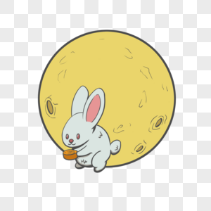 中秋节准备吃月饼的小兔子图片
