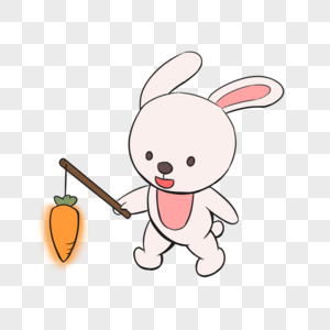 中秋节提萝卜灯笼的兔子图片
