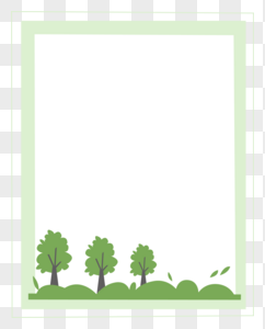 卡通边框绿色小树边框高清图片