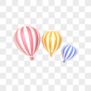 立体三个热气球插图图片