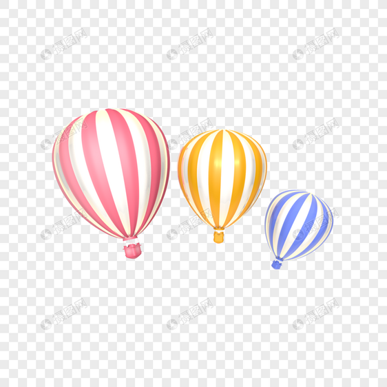立体三个热气球插图图片