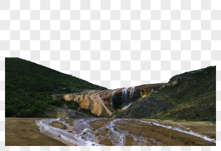 贡嘎雪山钙化小瀑布高清图片