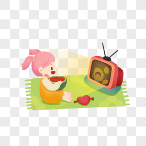 看电视吃瓜的女孩高清图片