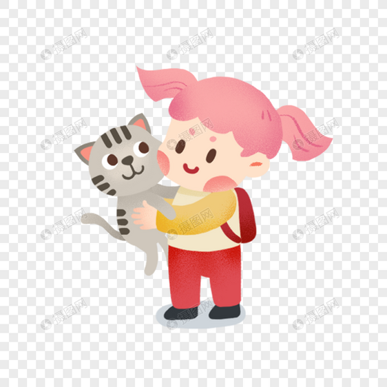 抱着猫咪的女孩图片