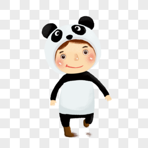 扮演熊猫的男孩高清图片