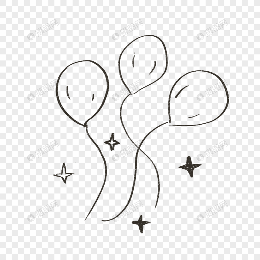 手绘气球元素气球线稿