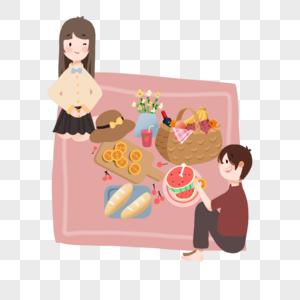 中秋节月饼野餐情侣图片