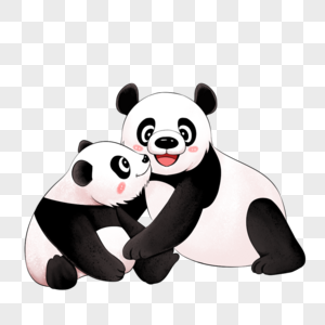 大熊猫母子母子动物高清图片