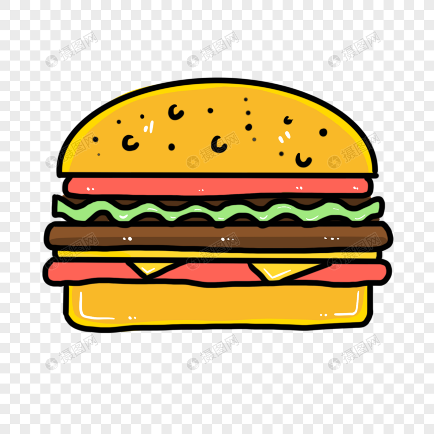 卡通高热量汉堡元素素材下载 正版素材 摄图网