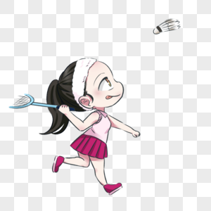 女孩打羽毛球图片