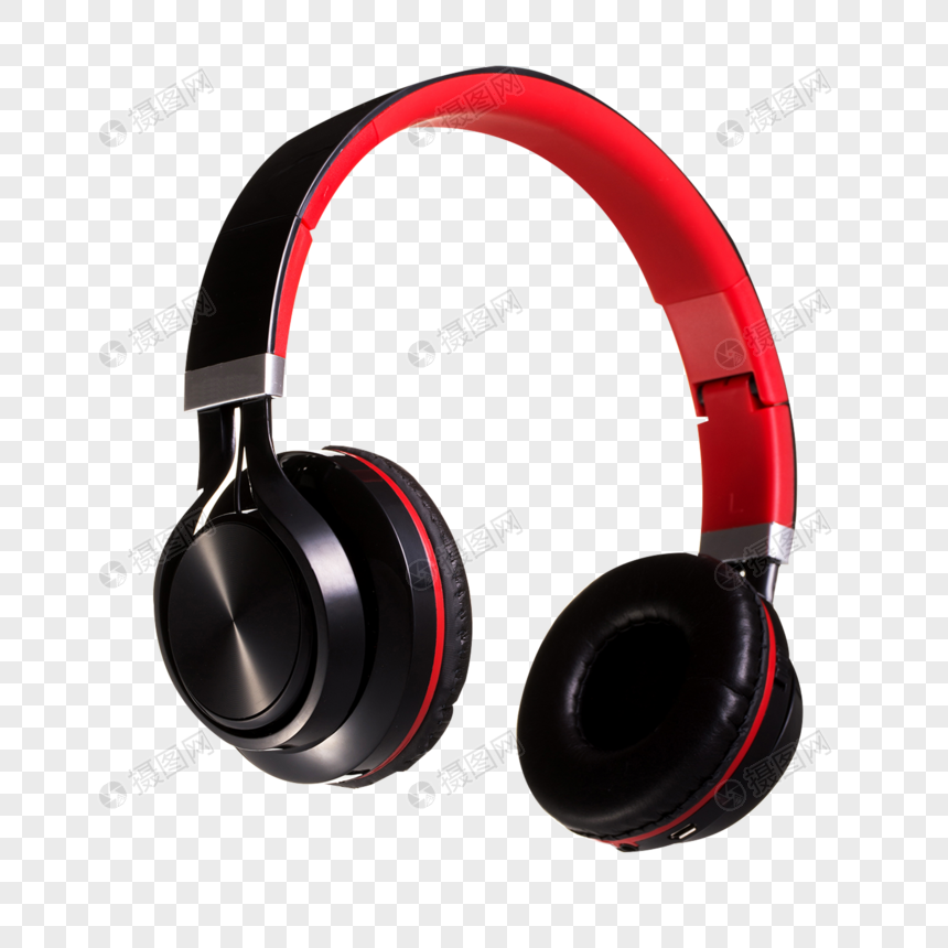 黑红相间的头戴式无线耳机图片