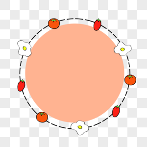 手绘卡通西红柿鸡蛋边框对话框图片