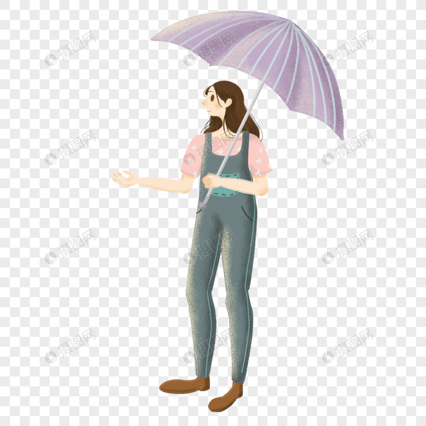 卡通美女撑伞元素素材下载 正版素材 摄图网 卡通美女撑伞元素素材下载 正版素材 摄图网